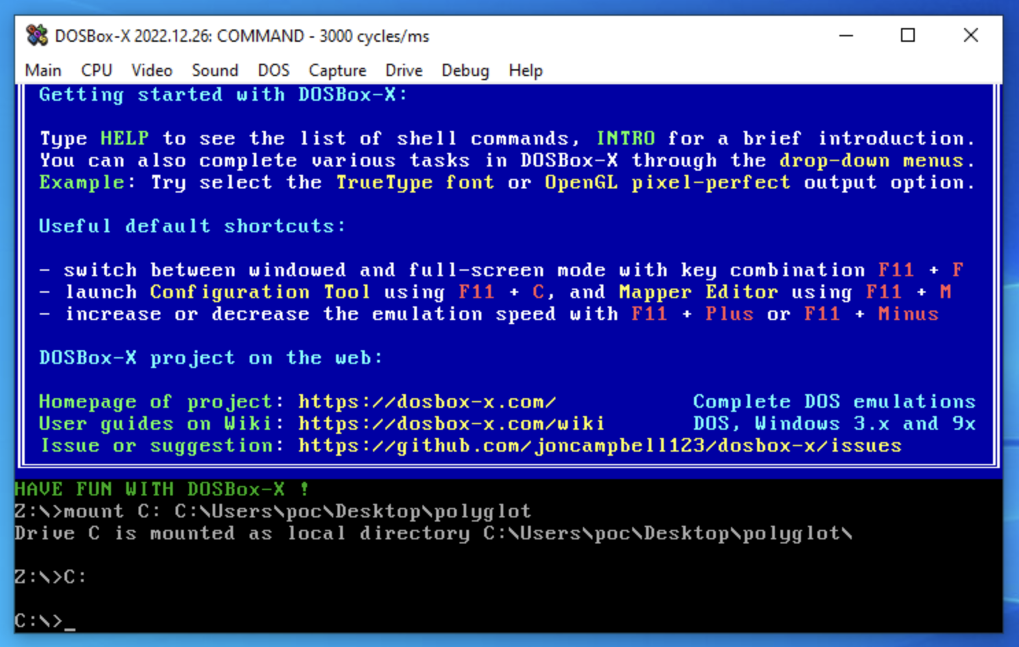 dosbox x mount